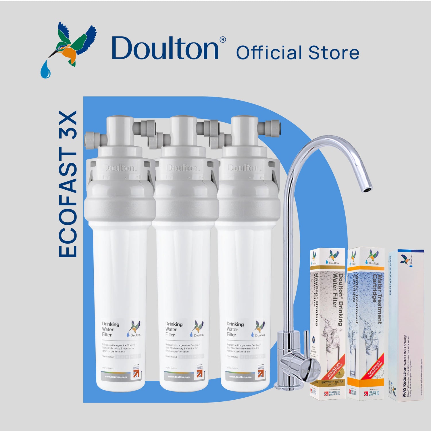 (🔥 Save S$150 on Onsite Installation! 🔥 Limited-time offer) Doulton QT 3X Ecofast | The Ultimate Quick Change Undercounter Water Purification System with PFAS forever chemicals &amp; Fluoride Treatment, NSF-Certified Biotect Ultra Filtration!