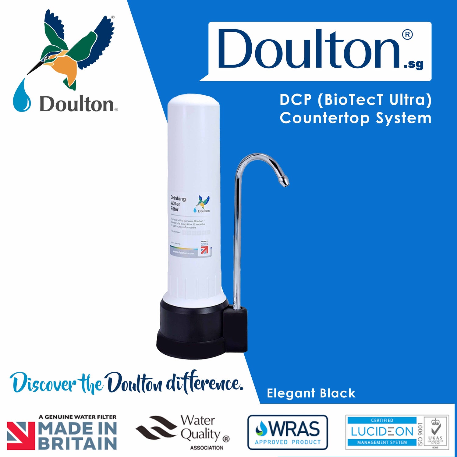 Revolutionise Your Water Experience with the Doulton DCP Biotect Ultra Countertop Drinking Water Purifier: The Ultimate 4 stages of filtration System for Precision Filtration, Proudly Made in Britain Since 1826!