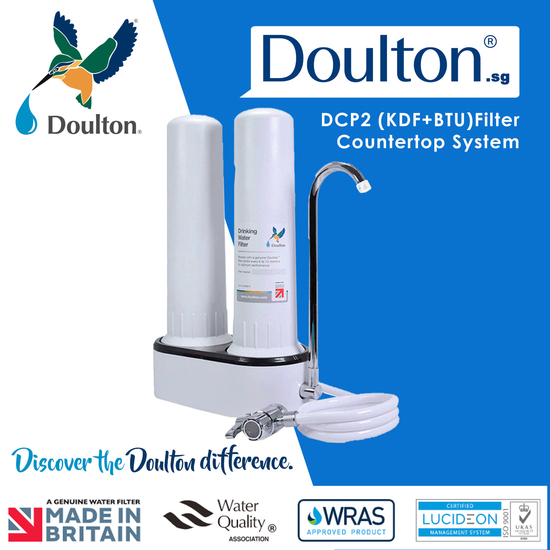 Revolutionize Your Water Experience with the Doulton DCP2 KDF + Biotect Ultra Drinking Water Purifier: The Ultimate Dual Countertop System for Precision Filtration, Proudly Made in Britain Since 1826!