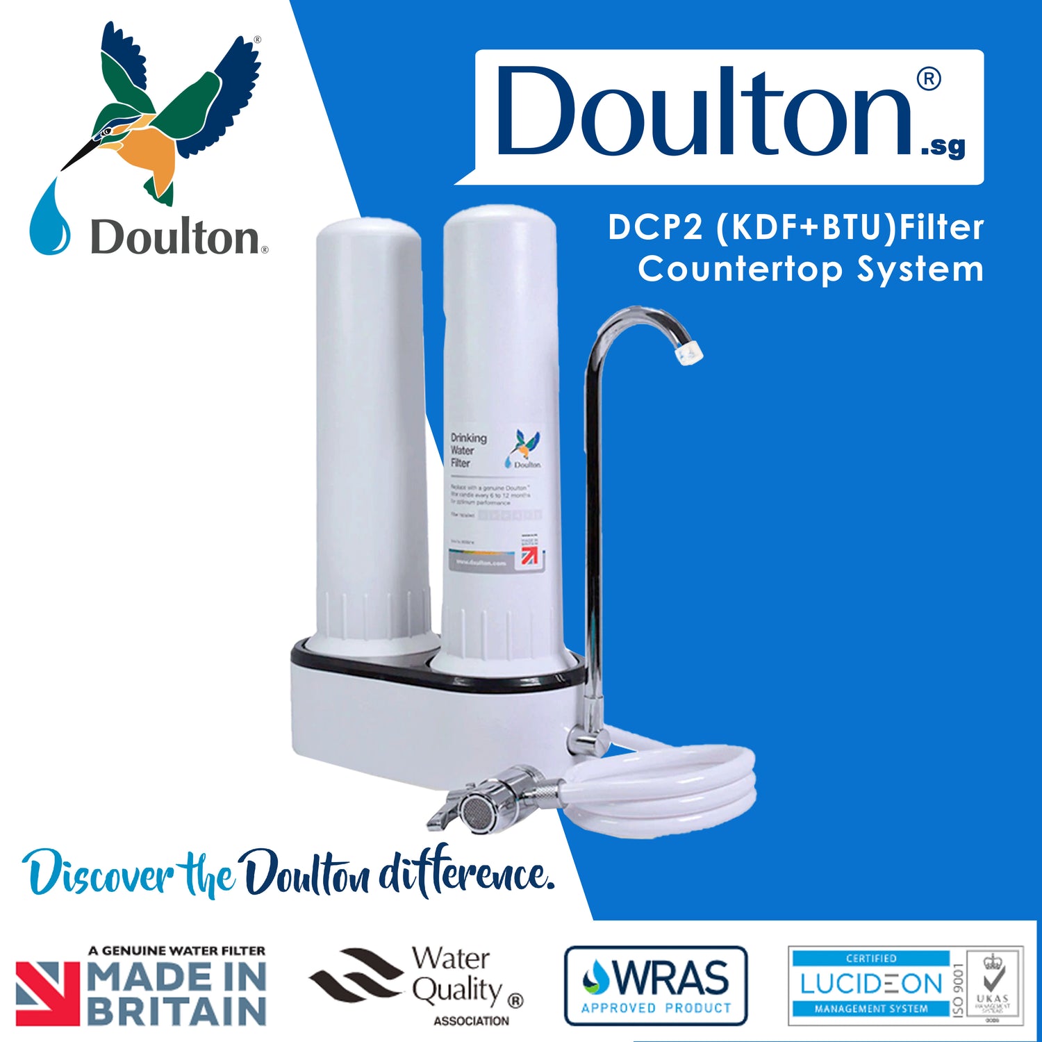 Revolutionize Your Water Experience with the Doulton DCP2 KDF + Biotect Ultra Drinking Water Purifier: The Ultimate Dual Countertop System for Precision Filtration, Proudly Made in Britain Since 1826!