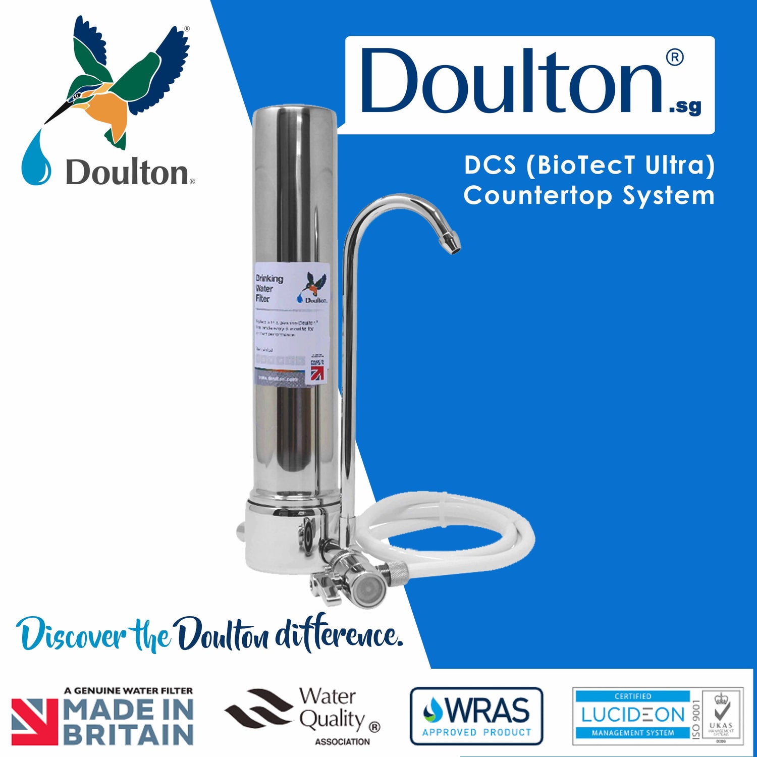 Experience the British Legacy of Purity: Doulton DCS Stainless Steel Biotect Ultra 2501 (NSF) Drinking Water Purifier - Craftsmanship Since 1826