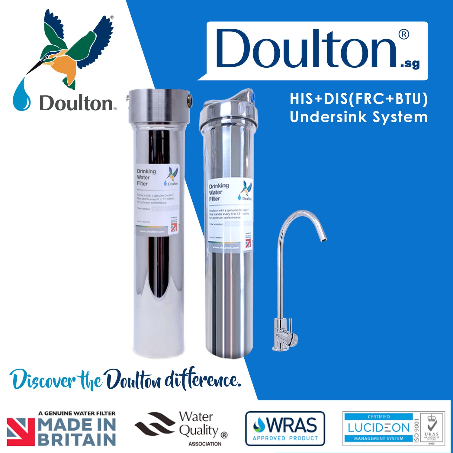 (🔥 Save S$150 on Onsite Installation! 🔥 Limited-time offer) Doulton HIS + DIS Combo: The Ultimate Stainless Steel Undercounter Water Purification System with Fluoride Treatment and NSF-Certified Biotect Ultra Filtration!